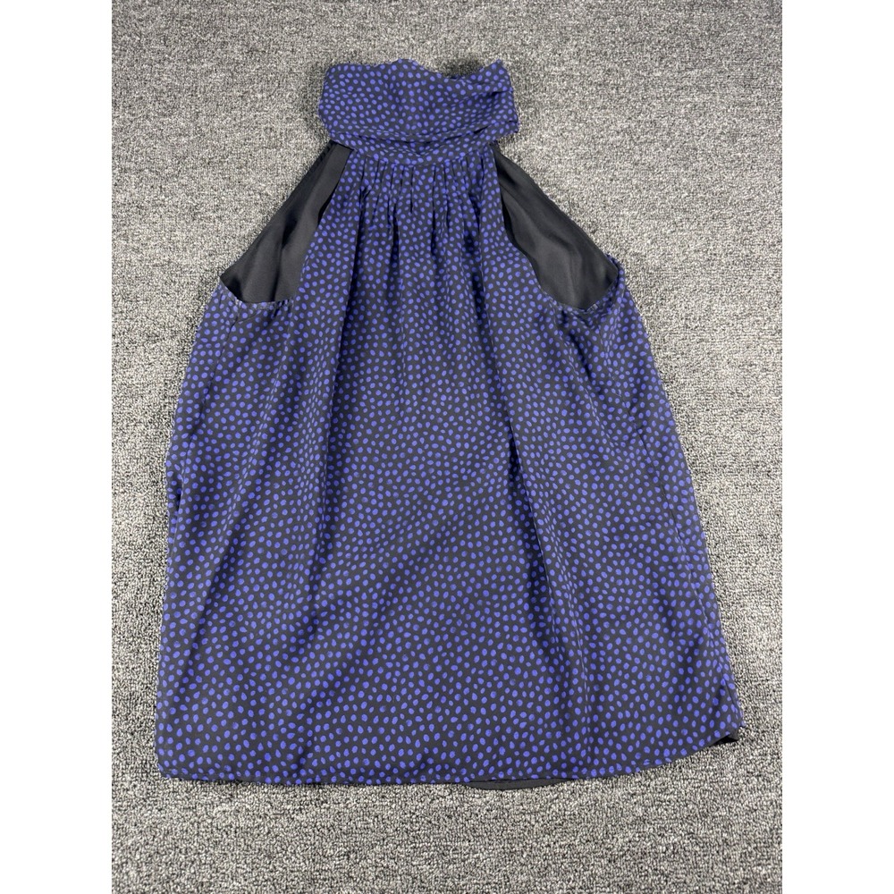 Michael Kors Halter Tank Top Black & Purple Spotted Shirt Zip Back‎ Medium
